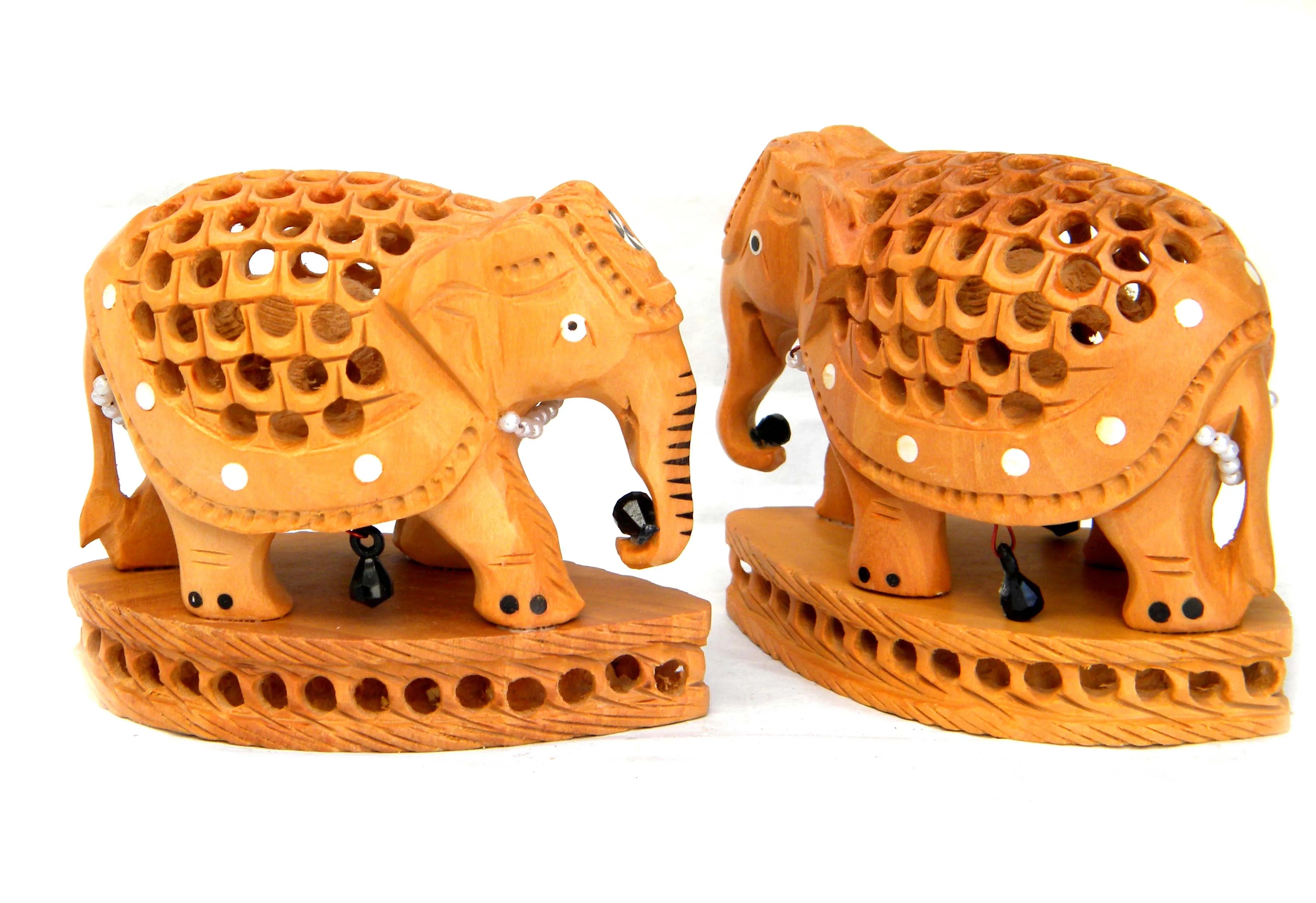 Factory Hot Sale Supplier Big Elephant Statue 10" and 12" Resin Carved Antique Undercut Design Figurine India Home Decor