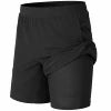Galaxy Harvic Men's Unisex Solid Woven 2-in-1 Breathable Eco-Friendly Stretch Active Quick Dry 100% Polyester Bermuda Shorts Mid