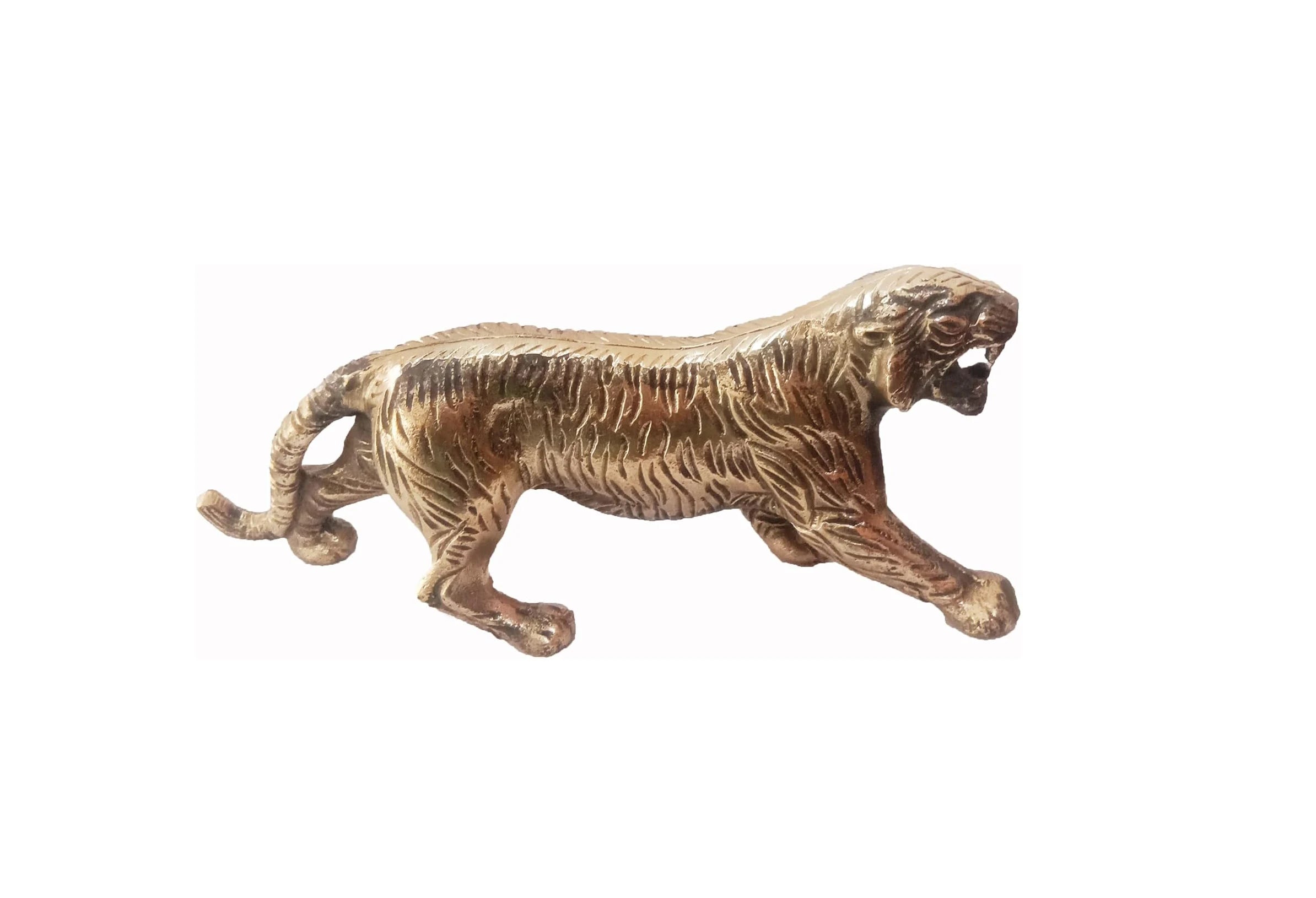 Handcrafted 9-Inch Brass Tiger Sculpture Art Deco Wildlife Figurine for Home Decor and Collectibles