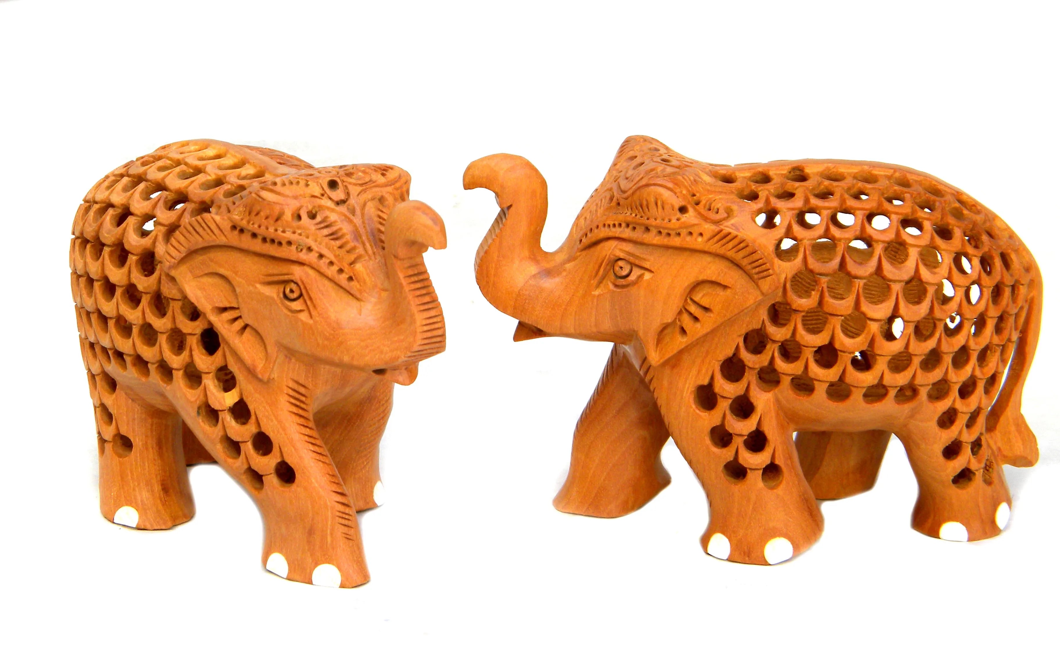 Factory Hot Sale Supplier Big Elephant Statue 10" and 12" Resin Carved Antique Undercut Design Figurine India Home Decor