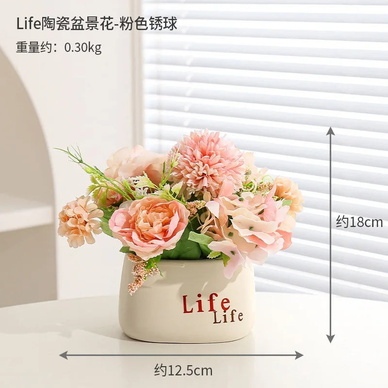 Sunflower Bonsai, Office Greenery, Living Room Home Decor, Ceramic Simulation Flower Ornaments