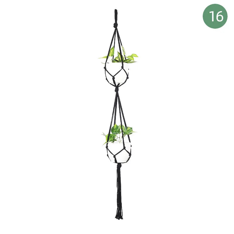 Suspension plante macramé noire