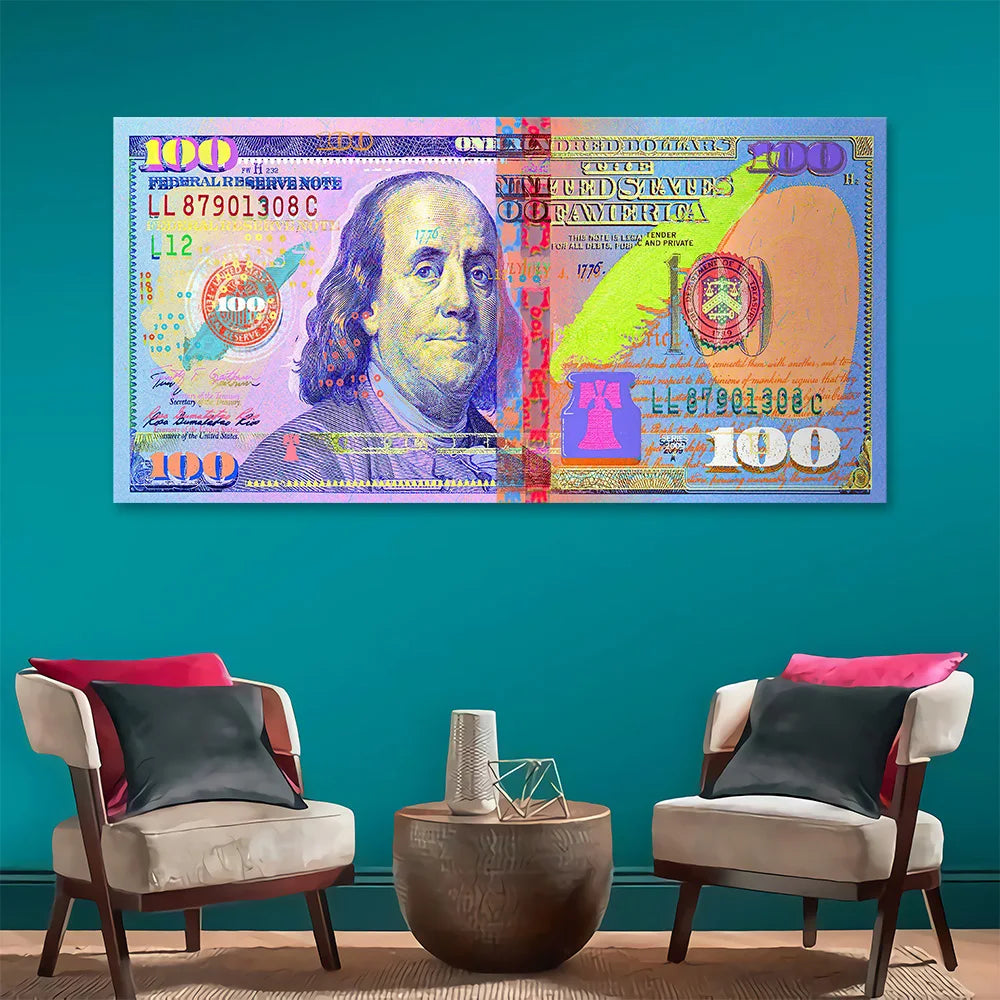 Poster affiche billet 100 dollars