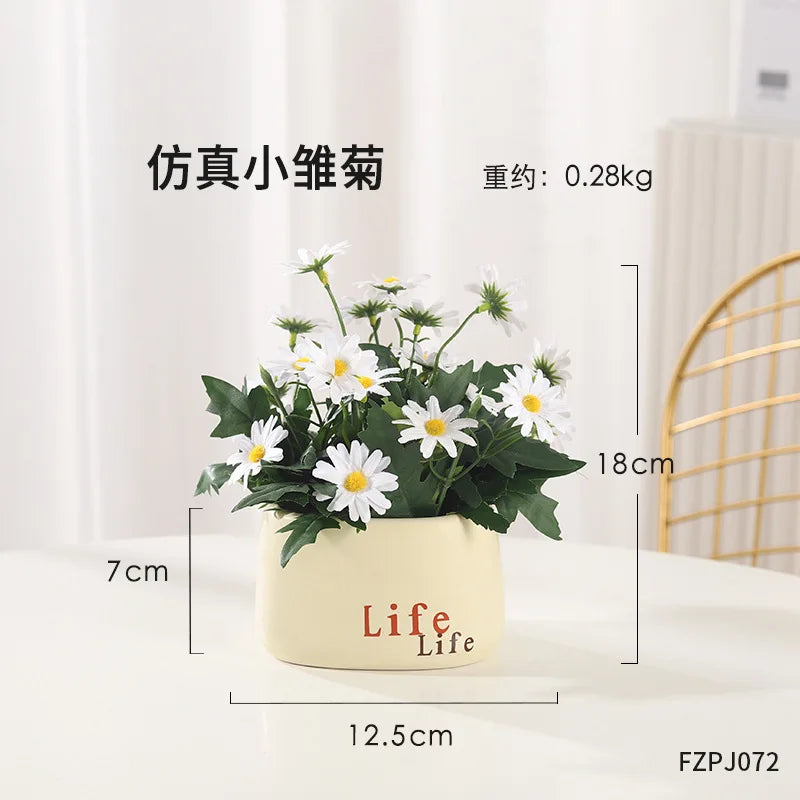 Sunflower Bonsai, Office Greenery, Living Room Home Decor, Ceramic Simulation Flower Ornaments