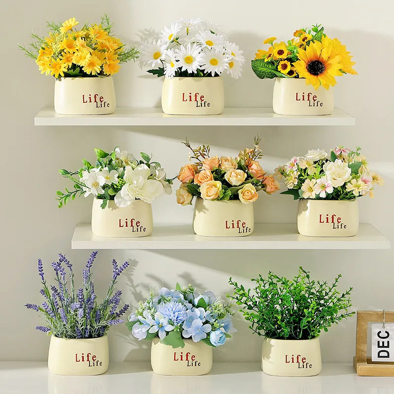 Sunflower Bonsai, Office Greenery, Living Room Home Decor, Ceramic Simulation Flower Ornaments