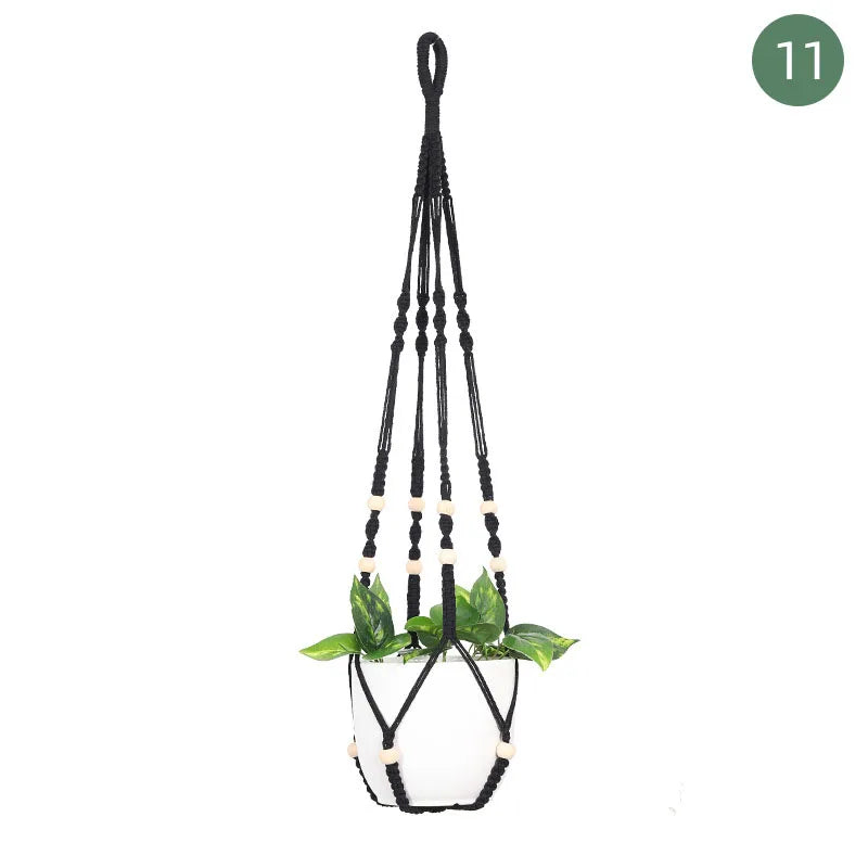 Suspension plante macramé noire