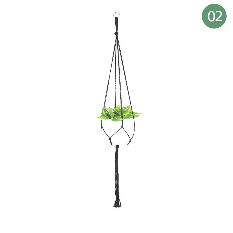 Suspension plante macramé noire