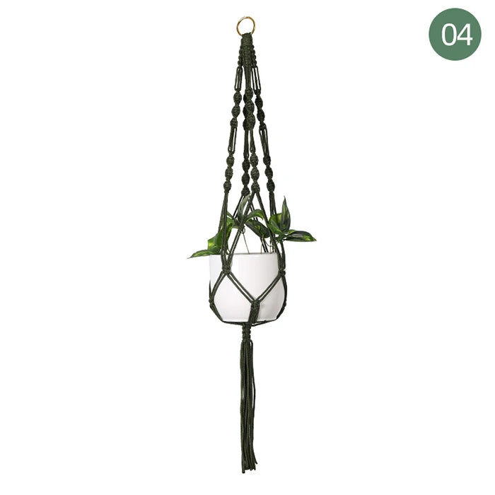 Suspension plante macramé colorée