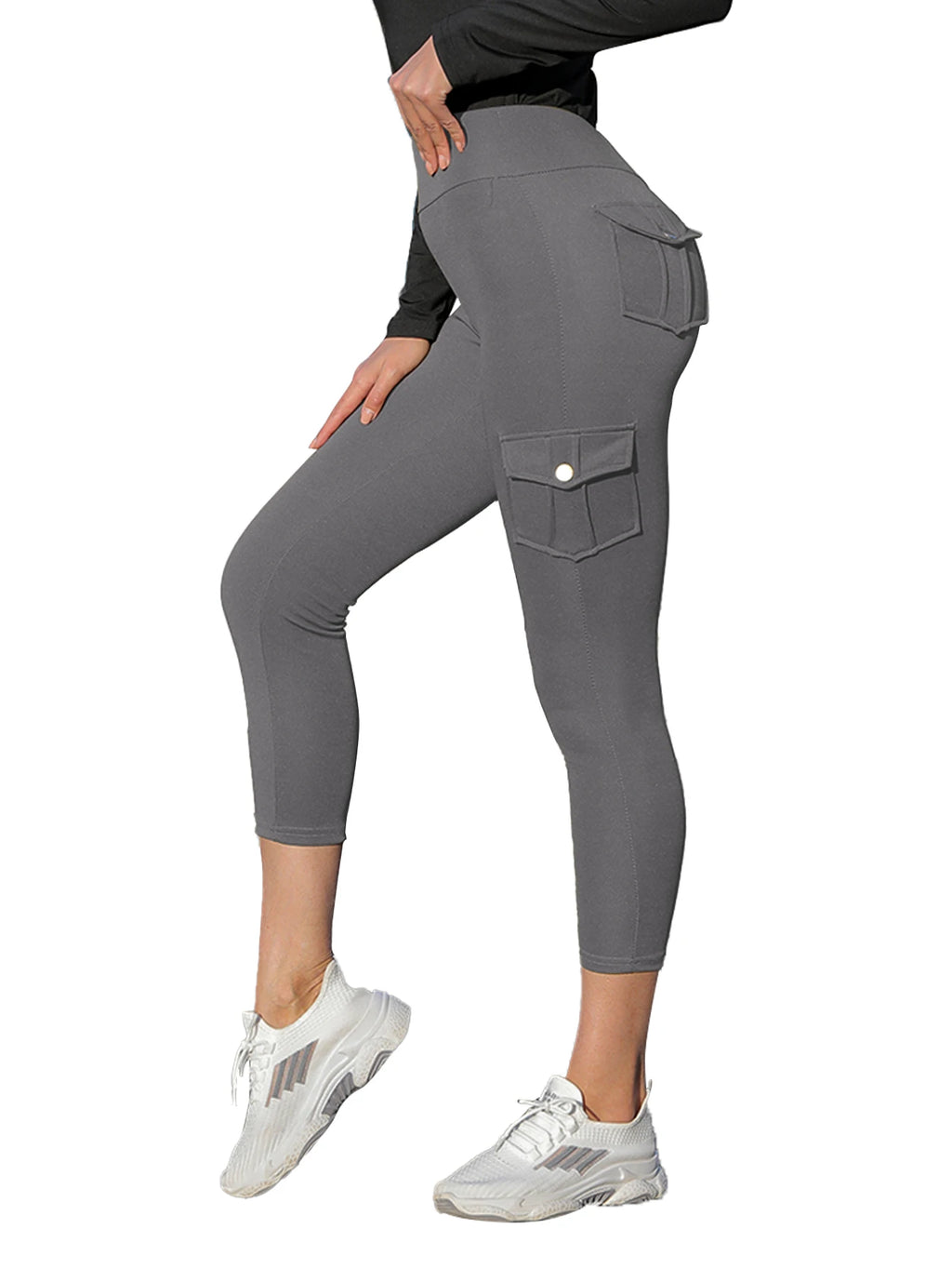 Women's Knitted Overalls Waist High Waist Wholesale Women's Trousers Foreign Trade Black High Elastic Pocket Leisure.