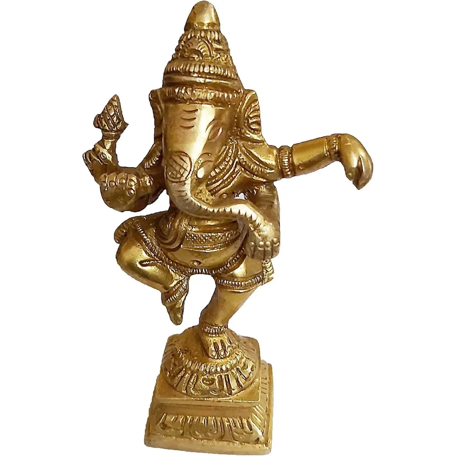 PARIJAT HANDICRAFT Shabby Chic Luxury Ganesha Statue Handmade Brass Hindu God for Home Decor Office Pooja Mandir