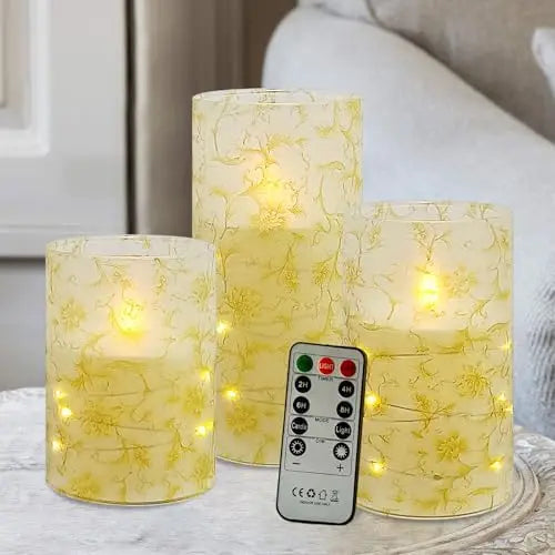 Set 3 bougies LED tournesol télécommande