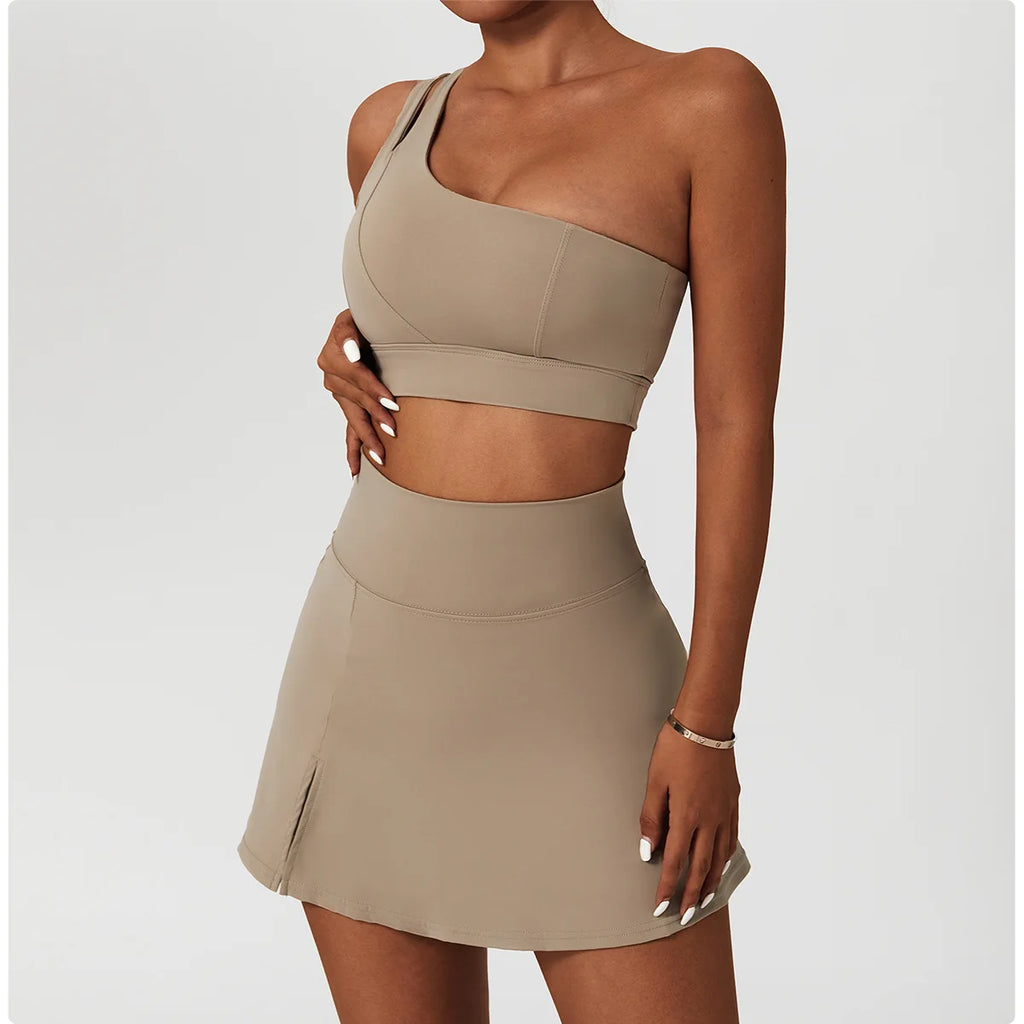 BH1105 Slim Yoga Short Skirt Set for Spring Summer Breathable Mini Culottes Elastic Waist Active Fitness Tennis Running Skirt