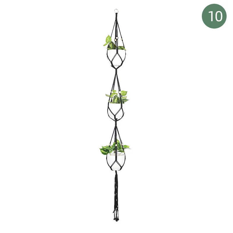 Suspension plante macramé noire