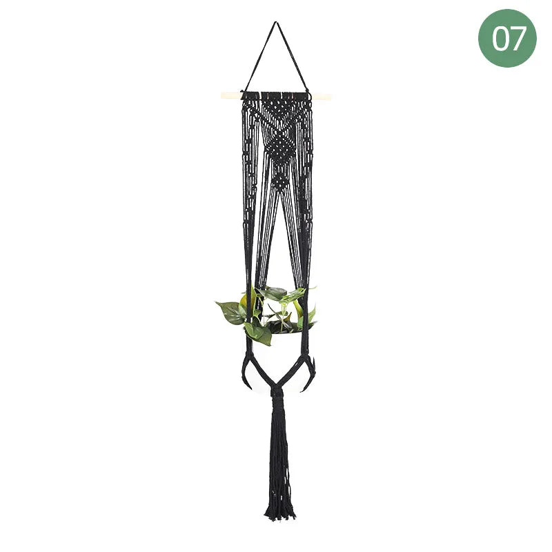 Suspension plante macramé noire