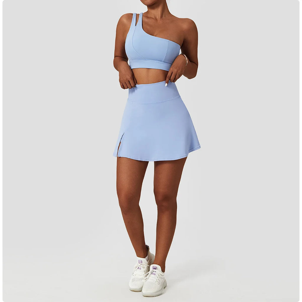BH1105 Slim Yoga Short Skirt Set for Spring Summer Breathable Mini Culottes Elastic Waist Active Fitness Tennis Running Skirt