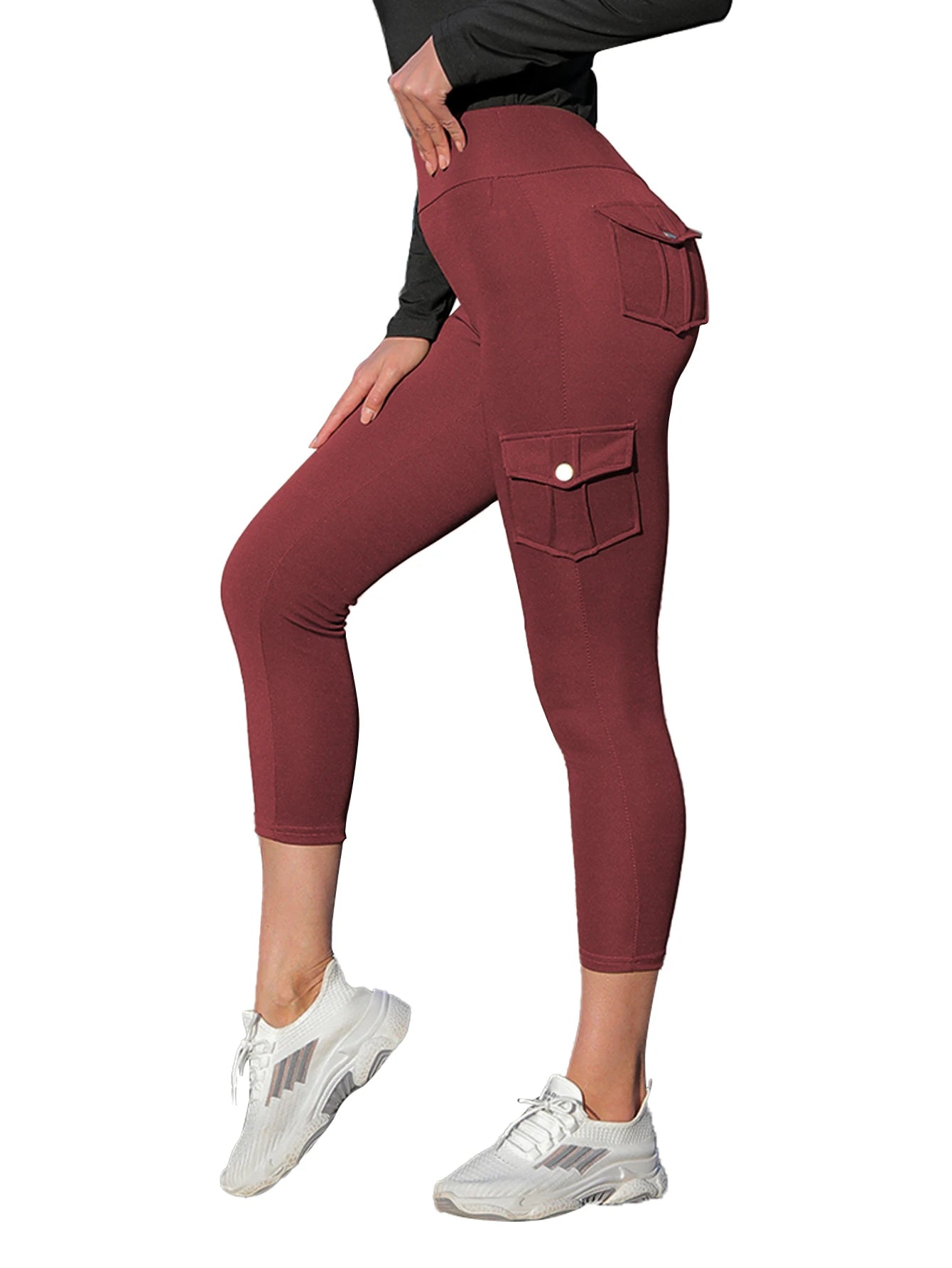 Women's Knitted Overalls Waist High Waist Wholesale Women's Trousers Foreign Trade Black High Elastic Pocket Leisure.