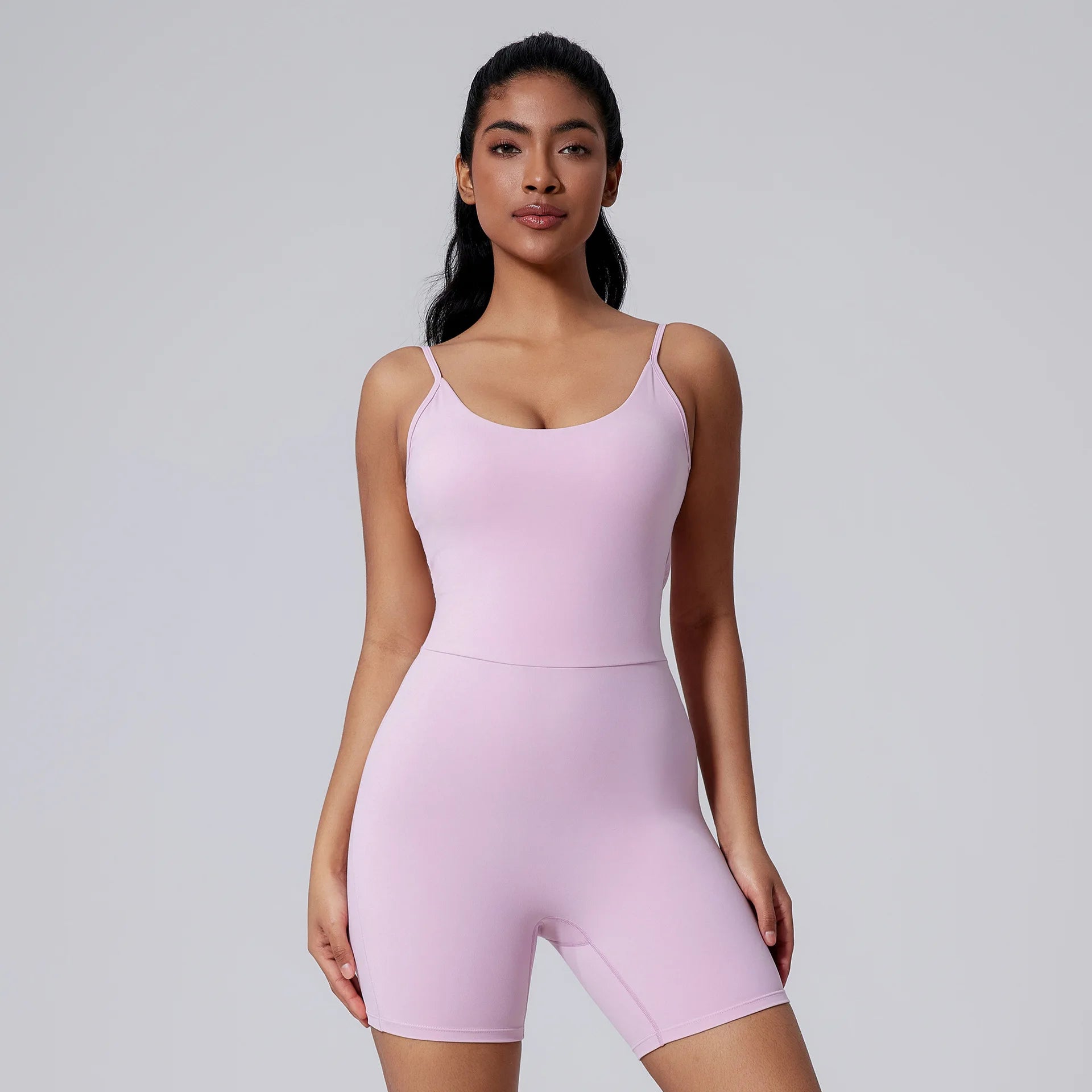 Under Lulu Custom Cross-Border Slim Sports Bodysuit Outdoor Running Fitness Jumpsuit with Sports Shorts Yoga Tights for Women