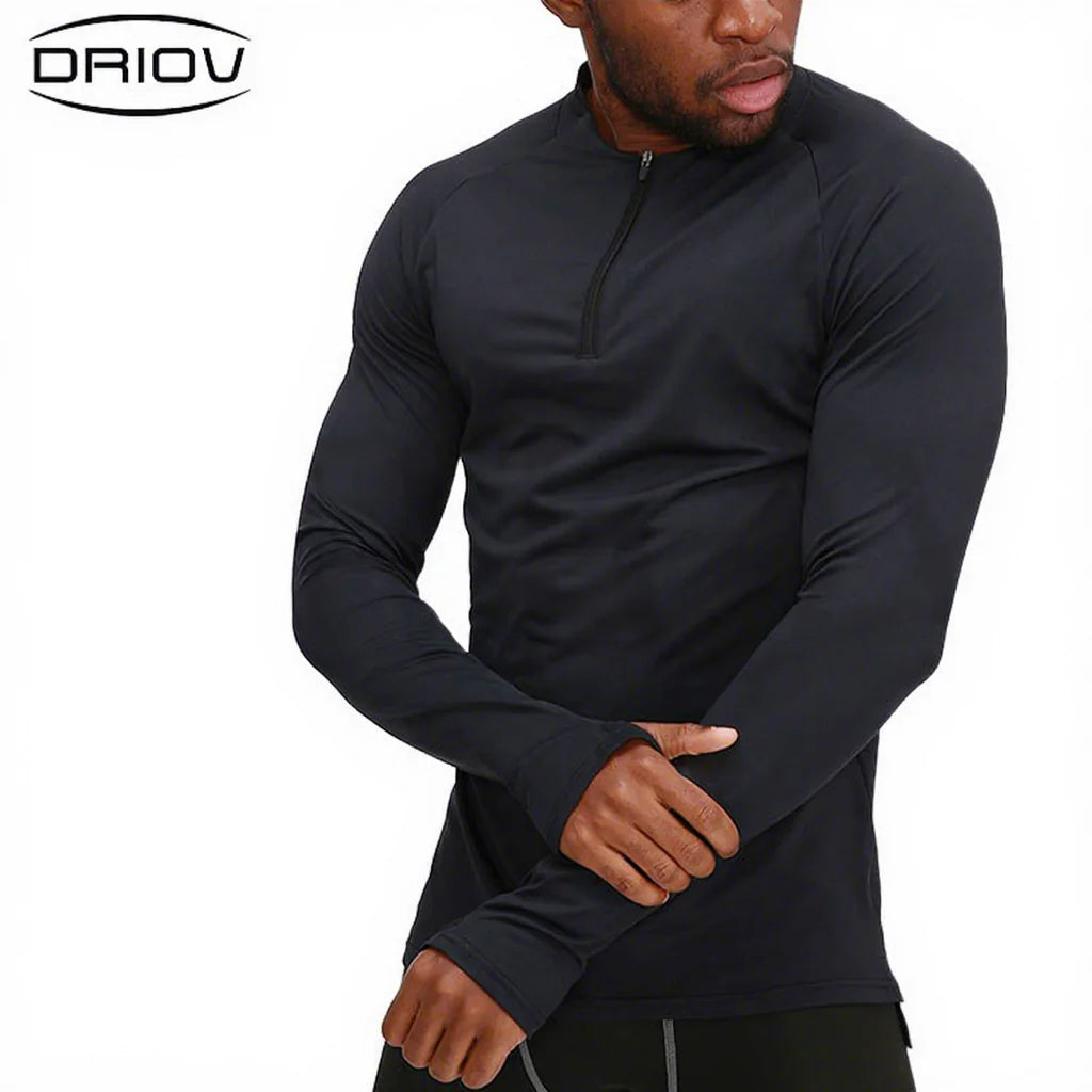 1/4 Zipper Men Active Quick Dry Crew Neck T Shirts Athletic Running Gym Workout Long Sleeve Tee Top for Sportswear