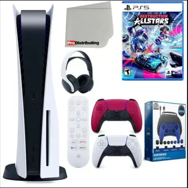 High-Speed for Slim Console-4K Gaming Your TV Ultra Fast DISC EDITION 825GB + 2 Controllers 15 Games Silicone