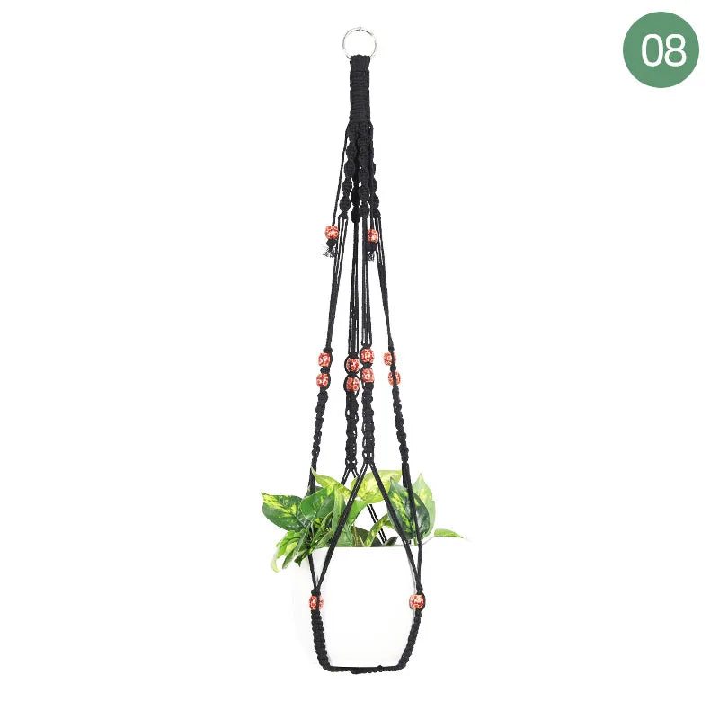 Suspension plante macramé noire