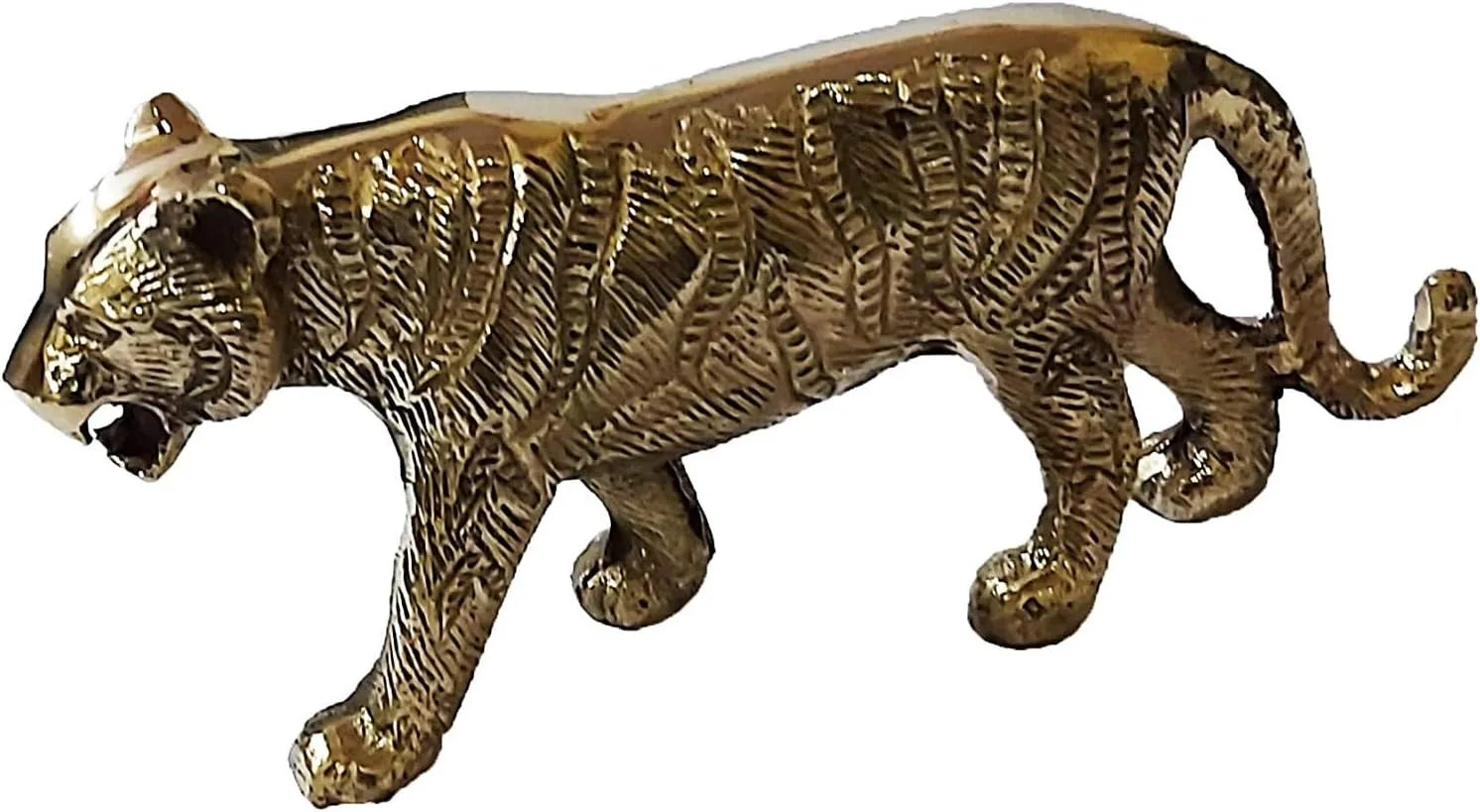 Handcrafted 9-Inch Brass Tiger Sculpture Art Deco Wildlife Figurine for Home Decor and Collectibles