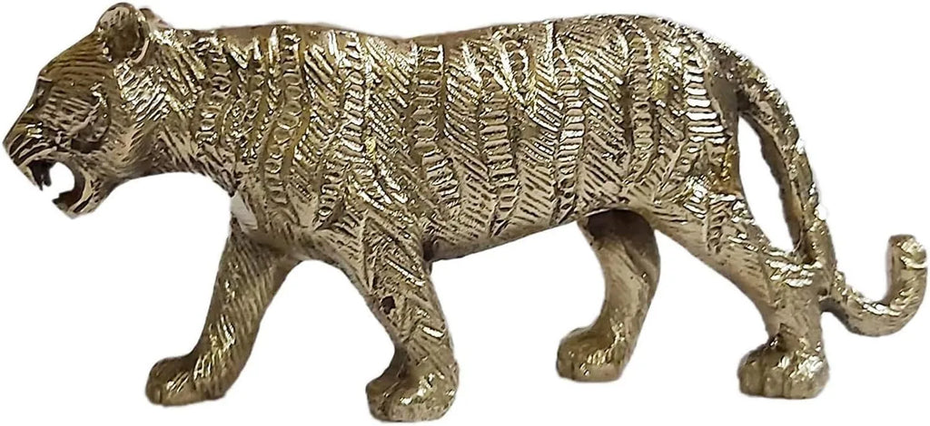 Handcrafted 9-Inch Brass Tiger Sculpture Art Deco Wildlife Figurine for Home Decor and Collectibles