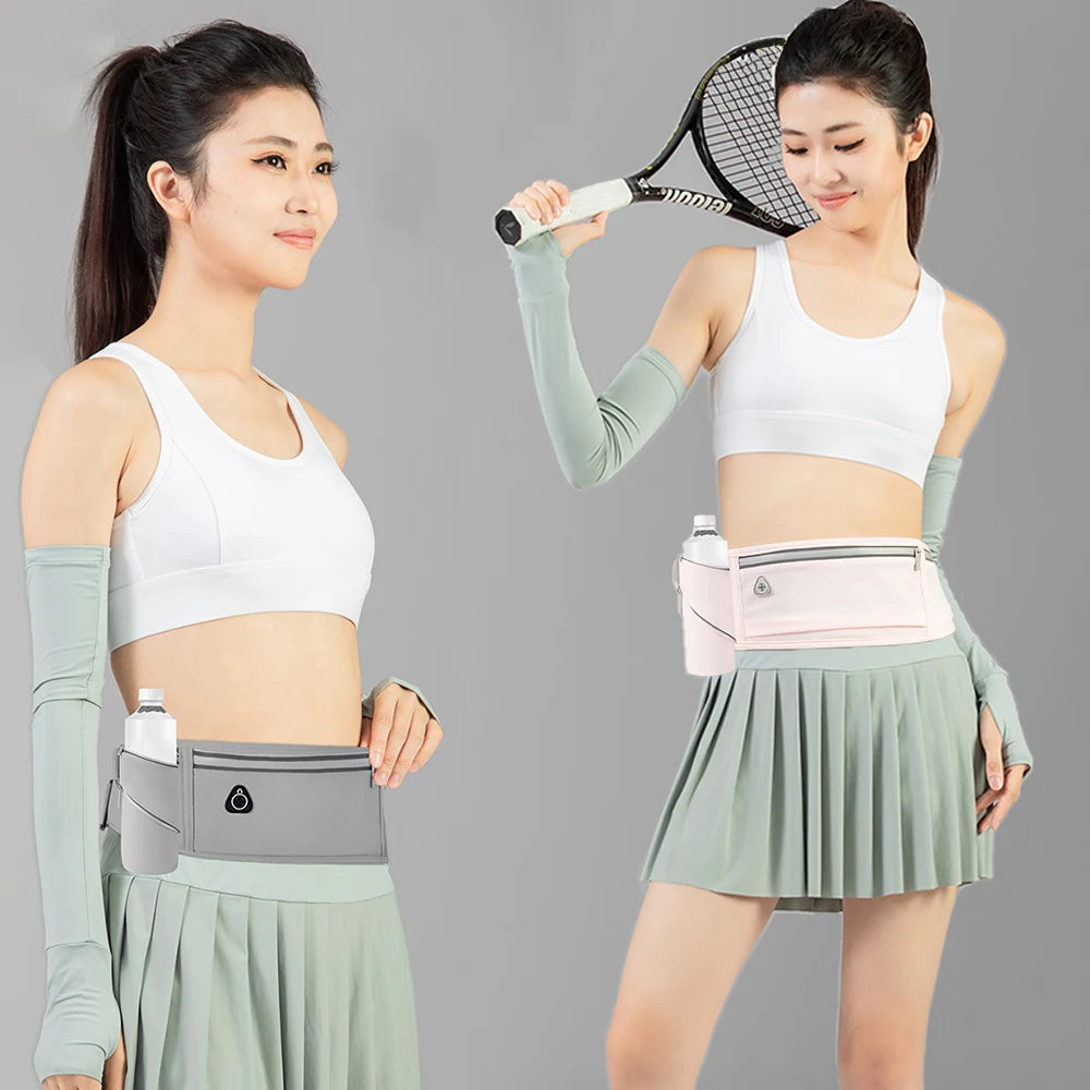 Reflective Sports Running Belt Fitness Water Bottle Pouch Waist Bag Lightweight Polyester Crossbody Bag for Hiking Fitness
