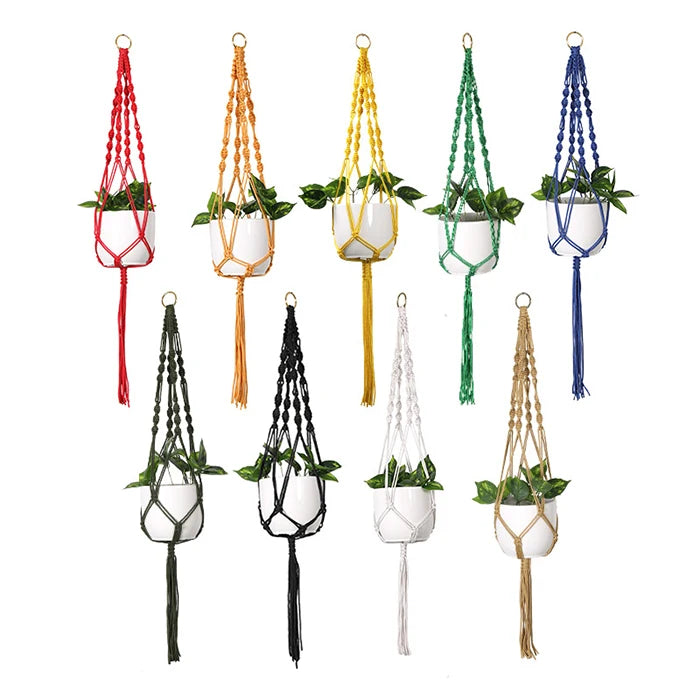 Suspension plante macramé colorée