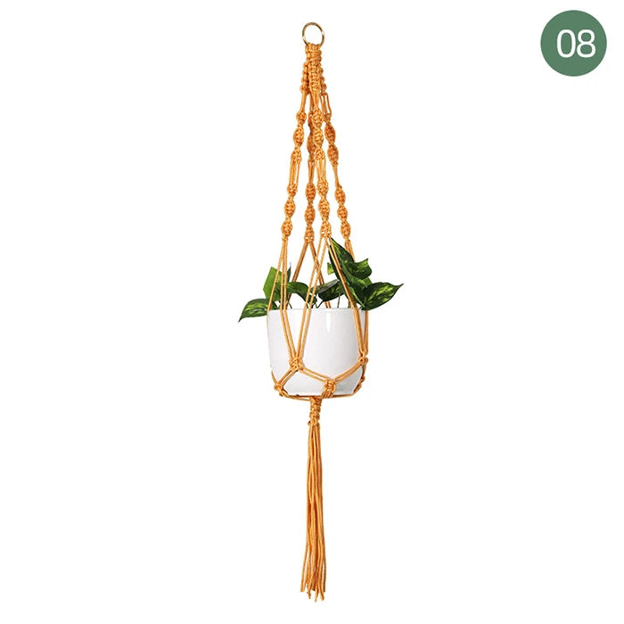 Suspension plante macramé colorée