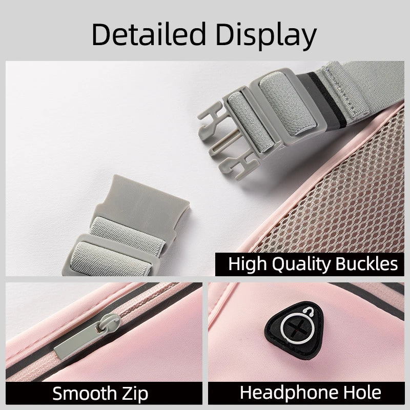 Reflective Sports Running Belt Fitness Water Bottle Pouch Waist Bag Lightweight Polyester Crossbody Bag for Hiking Fitness