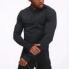1/4 Zipper Men Active Quick Dry Crew Neck T Shirts Athletic Running Gym Workout Long Sleeve Tee Top for Sportswear