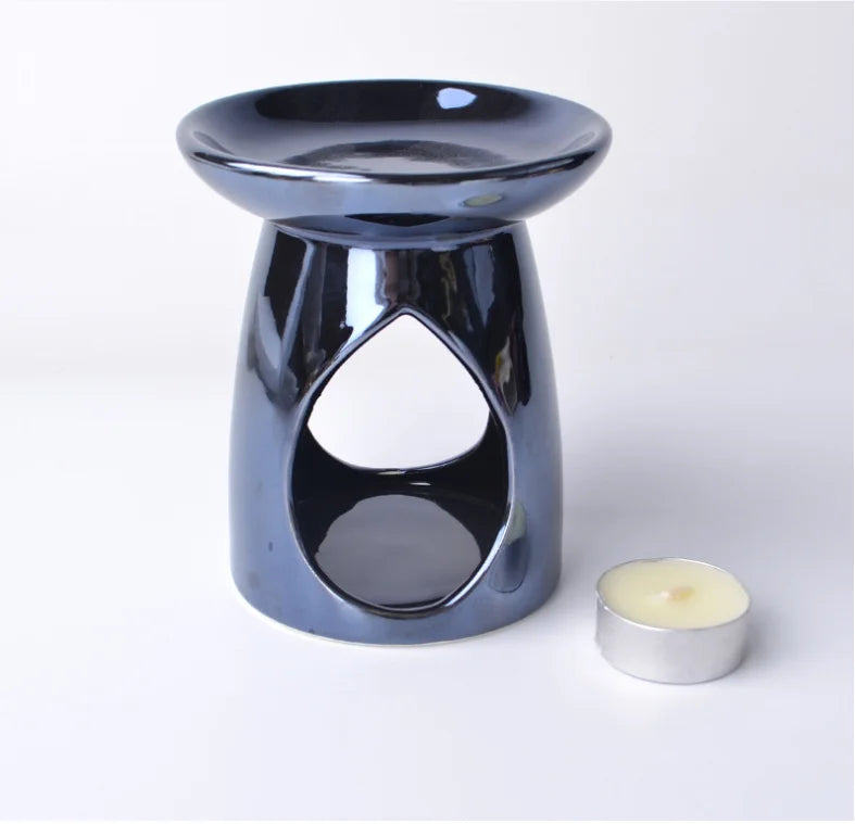 European Style Aromatherapy Diffuser Pottery Essential Oil Burner with Soybean Wax Belt Tealight Candle Holder for Home Decor