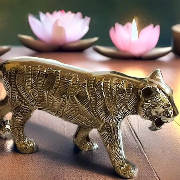 Handcrafted 9-Inch Brass Tiger Sculpture Art Deco Wildlife Figurine for Home Decor and Collectibles