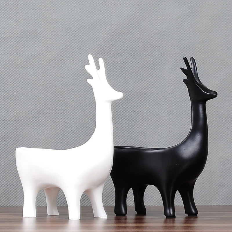 Creative Artistic Deer Sculpture Figurine Ornament Resin Epoxy Folk Art Collectible Home Decor