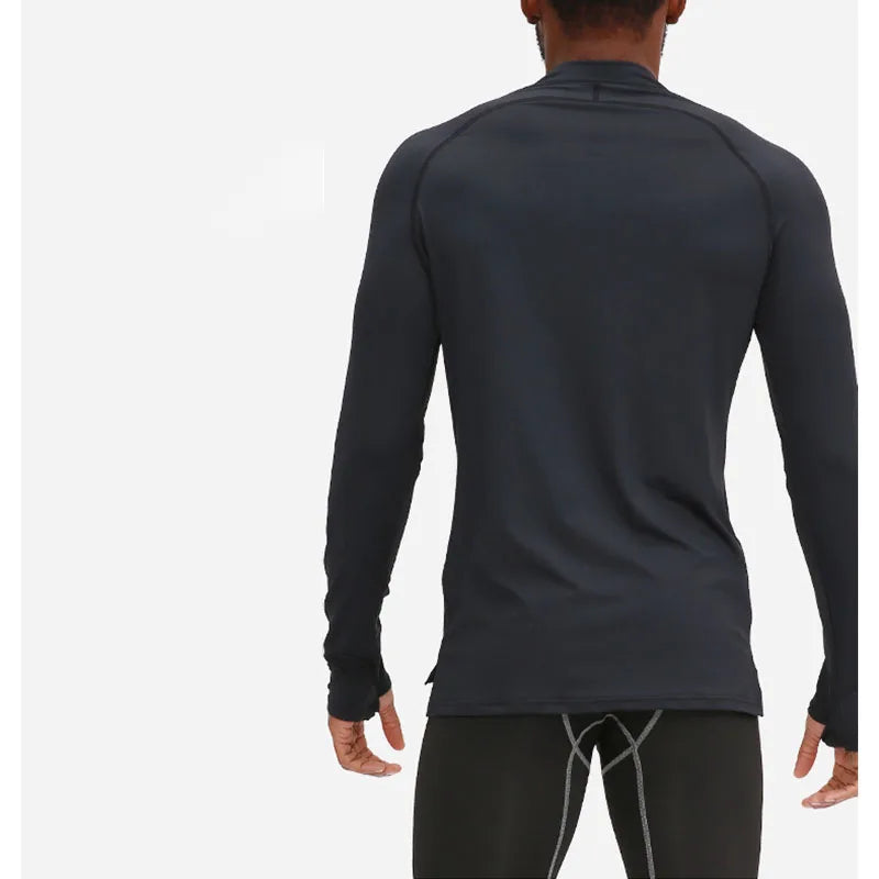1/4 Zipper Men Active Quick Dry Crew Neck T Shirts Athletic Running Gym Workout Long Sleeve Tee Top for Sportswear