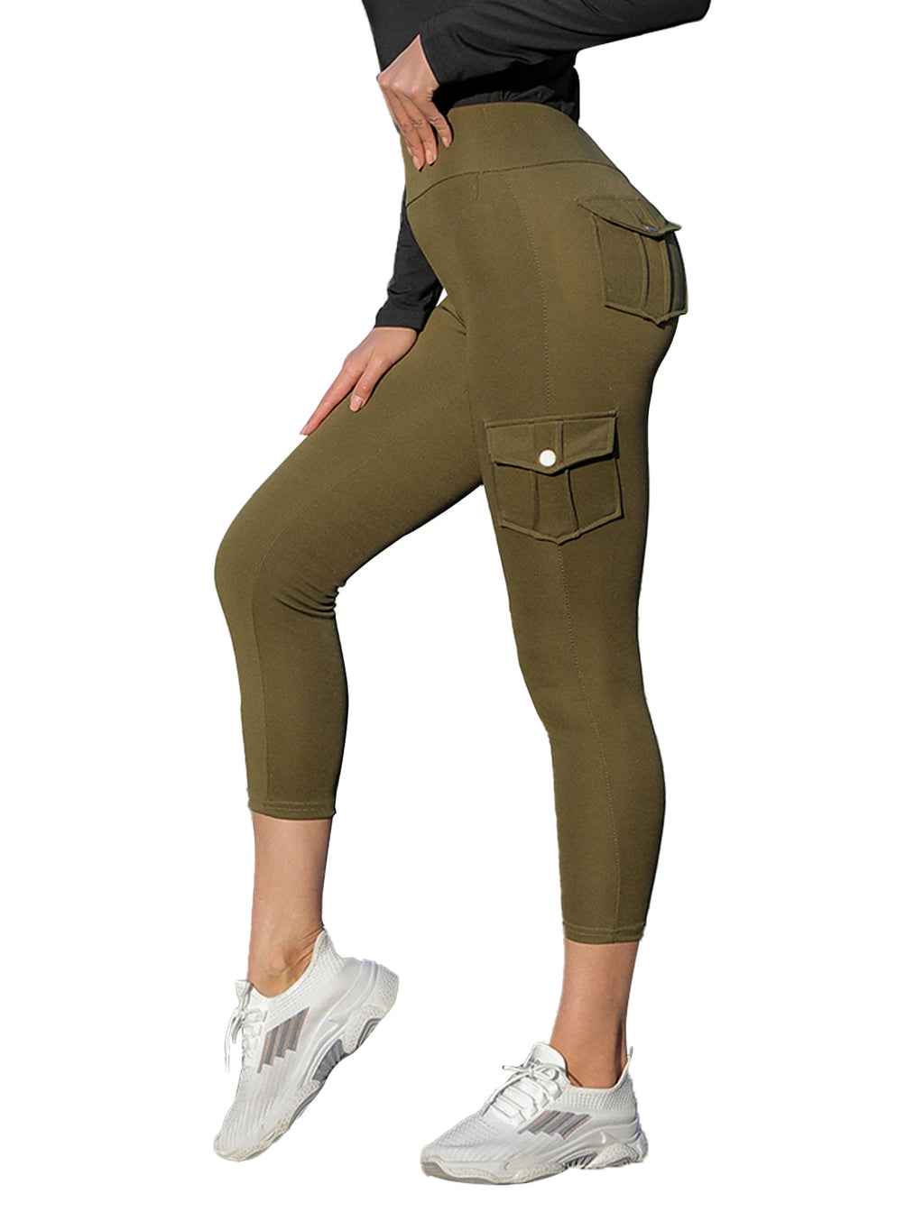 Women's Knitted Overalls Waist High Waist Wholesale Women's Trousers Foreign Trade Black High Elastic Pocket Leisure.