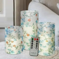 Bohemia Home Decor Set 3 Sunflower-Themed LED Pillar Candles Remote Timer Flameless Flickering 3D Wick Acrylic Recessed