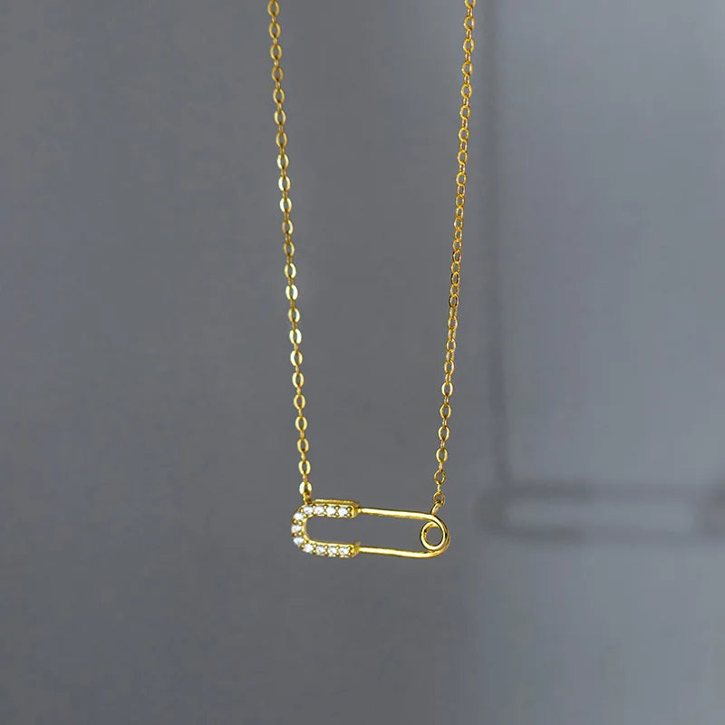 KAMIRA Real 925 Sterling Silver Fashion Luxury Pin Clavicle Necklace for Women Wedding Simple Elegant 18k Gold Fine Jewelry Gift