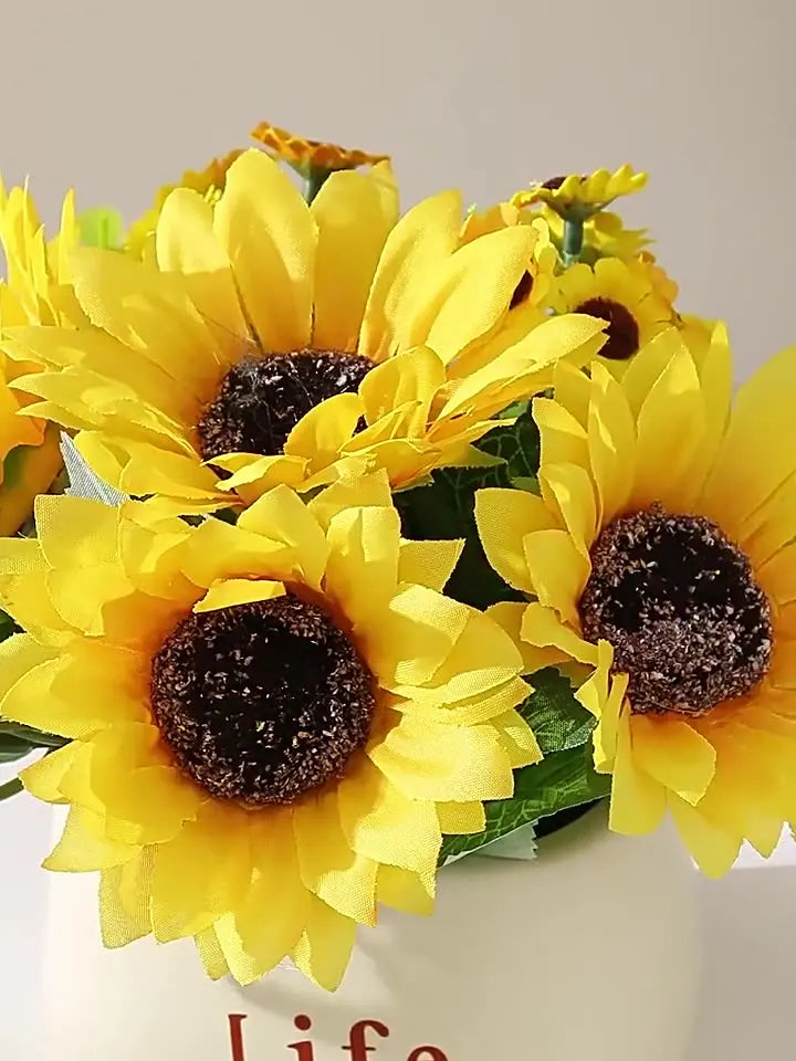 Sunflower Bonsai, Office Greenery, Living Room Home Decor, Ceramic Simulation Flower Ornaments