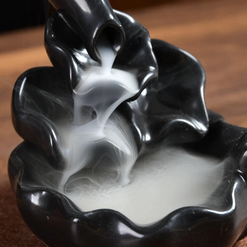 Flower Home Decor Backflow Incense Holder Waterfall Ceramic Burner Anti-Odour Chinese Zen Women Gift Spring Summer Fall