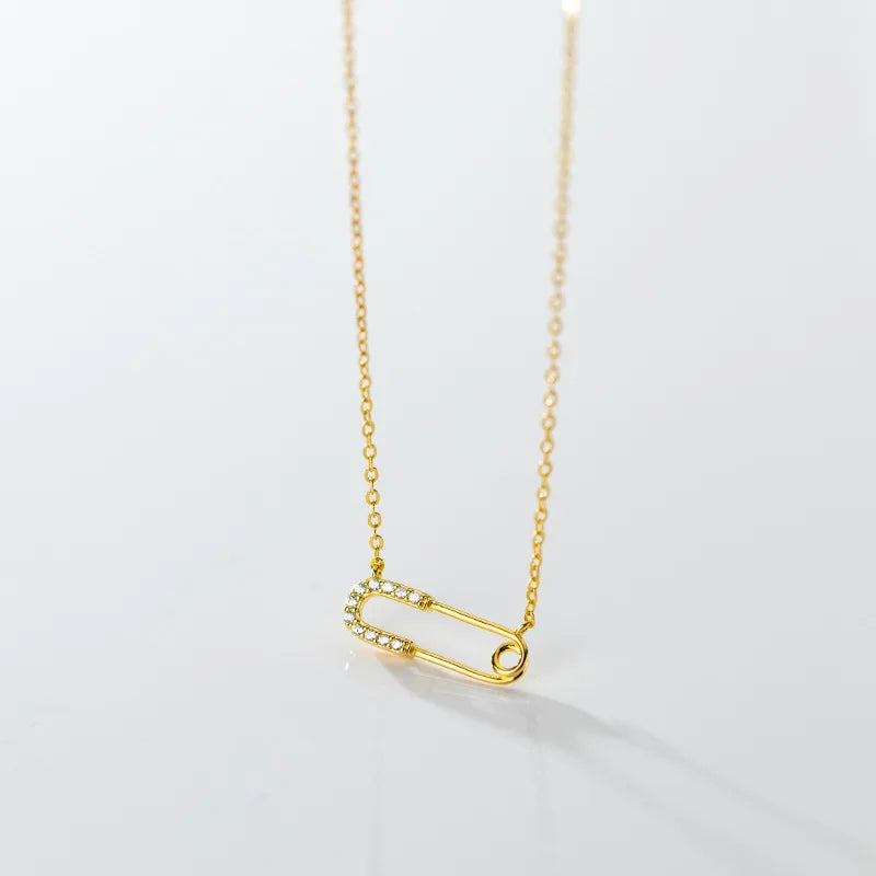 KAMIRA Real 925 Sterling Silver Fashion Luxury Pin Clavicle Necklace for Women Wedding Simple Elegant 18k Gold Fine Jewelry Gift