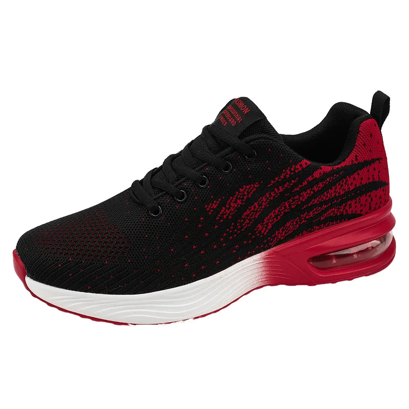 Men's EVA Midsole air Cushion Lace up Sports Shoes Breathable Lightweight Thick Soled Height Increasing Mesh Running Shoes