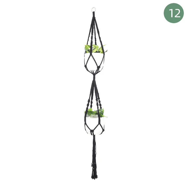 Suspension plante macramé noire