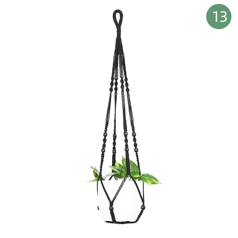 Suspension plante macramé noire