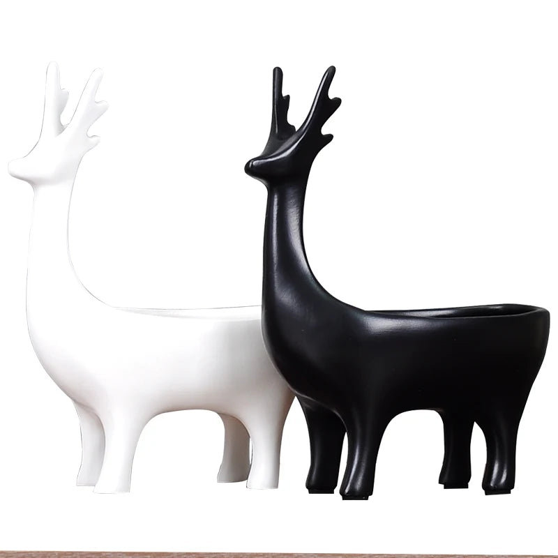 Creative Artistic Deer Sculpture Figurine Ornament Resin Epoxy Folk Art Collectible Home Decor