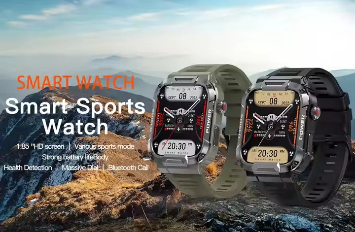 MK66 Smart Watch Outdoor Phone Call Full Touch Waterproof Fitness Tracker Weather Forecast Games Sleep Monitoring 1.85 Inch