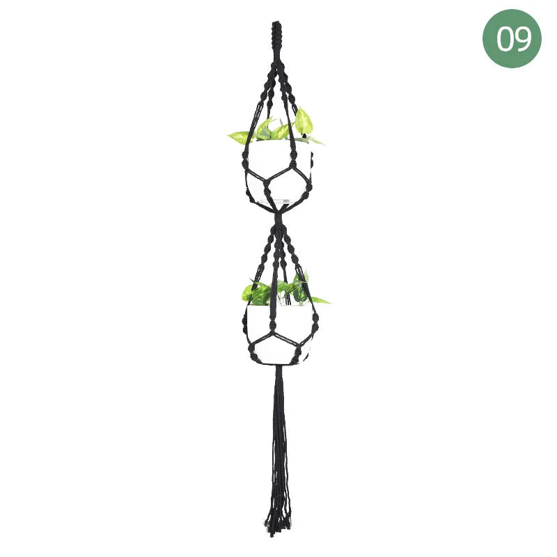 Suspension plante macramé noire
