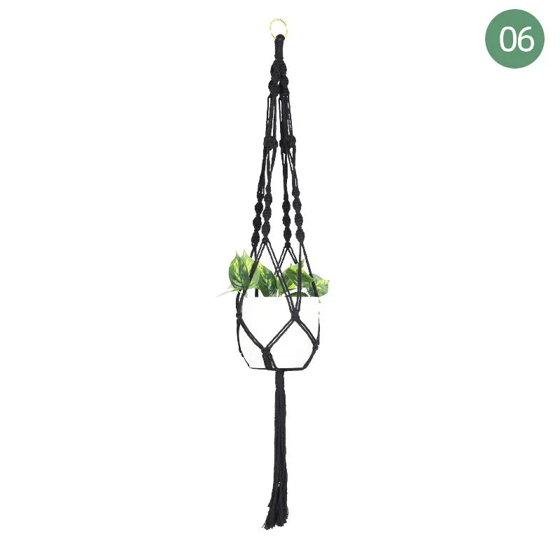 Suspension plante macramé noire