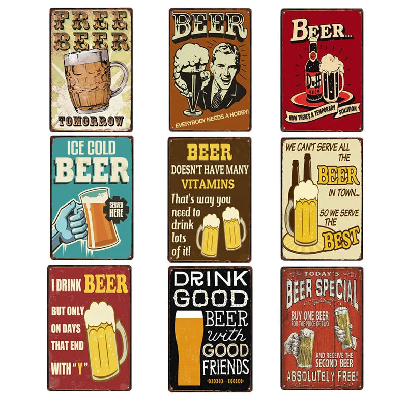 Poster Beer Signs Vintage Plaque Bar Decoration Metal Plates For Wall Shabby Chic Home Decor 20x30 cm