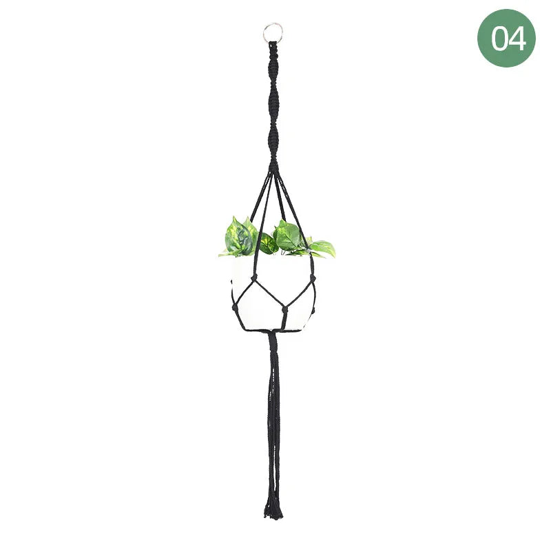 Suspension plante macramé noire